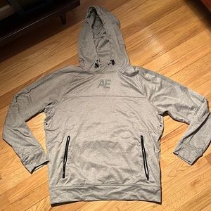 American Eagle grey/silver/black athletic hoodie w/ reflective logos size M